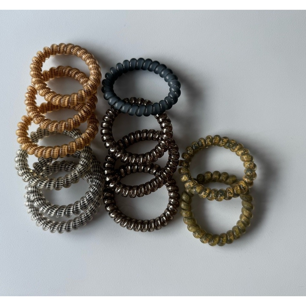 TELETIES Spiral Hair Coils Ponytail Hair Ties Combo Set Variety Colors NWOT
